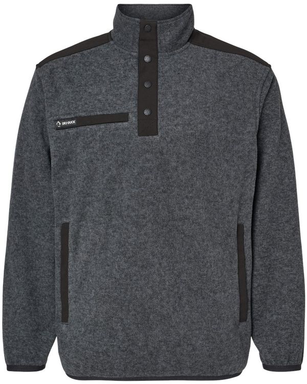 Am image of a Custom Dri Duck Ranger Melange Fleece Pullover in Charcoal!