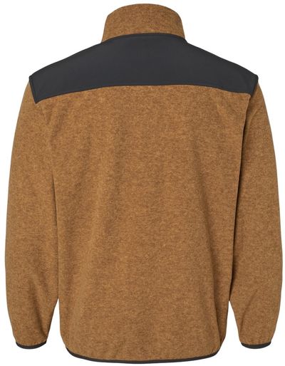 Am image of a Custom Dri Duck Ranger Melange Fleece Pullover in Saddle!