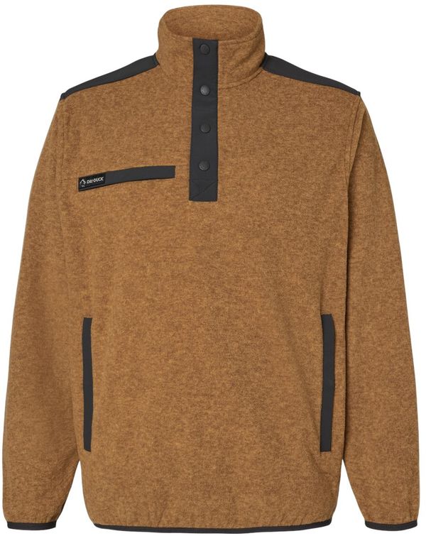 Am image of a Custom Dri Duck Ranger Melange Fleece Pullover in Saddle!