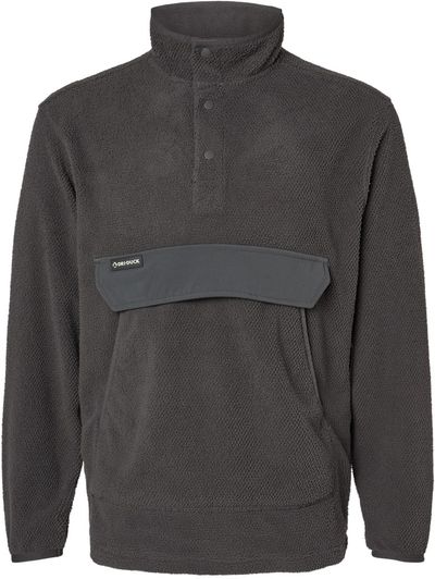 Am image of a Custom Dri Duck Timber Mountain Fleece Pullover in Charcoal!