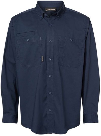Am image of a Custom Dri Duck Mens Craftsman Woven Shirt in DEEP BLUE!
