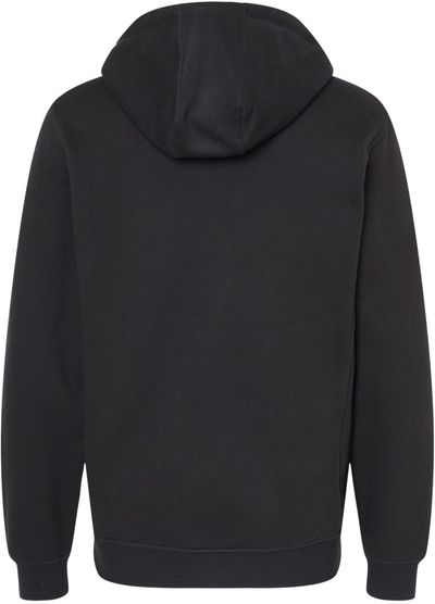 Am image of a Custom Dri Duck Mens Woodland Fleece Hooded Sweatshirt in Black!