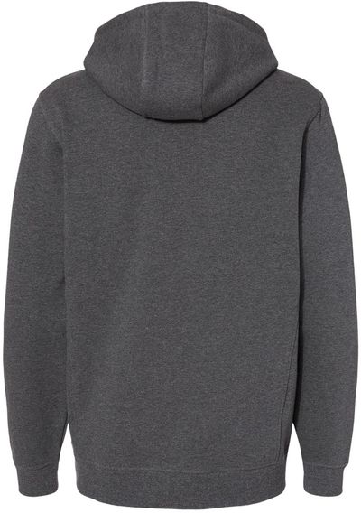 Am image of a Custom Dri Duck Mens Woodland Fleece Hooded Sweatshirt in Dark Oxford!