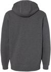 Am image of a Custom Dri Duck Mens Woodland Fleece Hooded Sweatshirt in Dark Oxford!