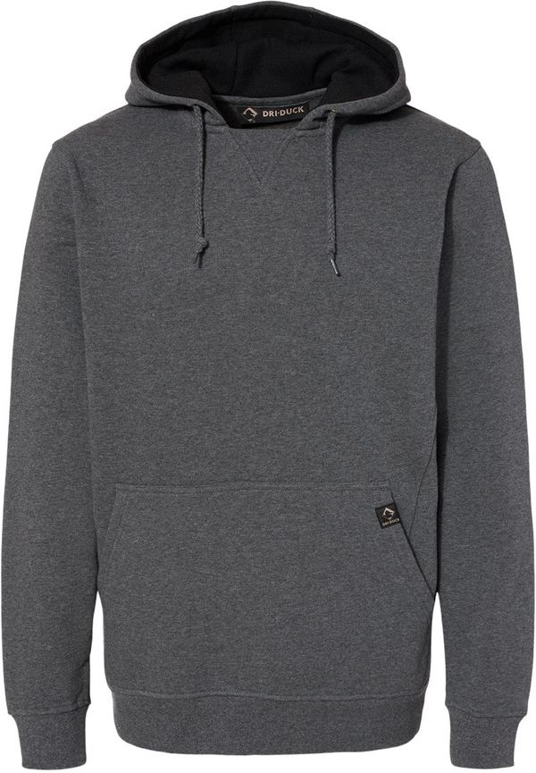 Am image of a Custom Dri Duck Mens Woodland Fleece Hooded Sweatshirt in Dark Oxford!