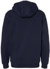Am image of a Custom Dri Duck Mens Woodland Fleece Hooded Sweatshirt in Navy!