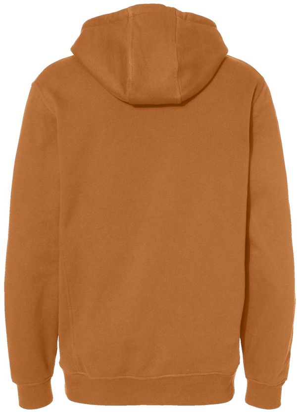 Am image of a Custom Dri Duck Mens Woodland Fleece Hooded Sweatshirt in Saddle!