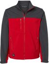 An image of a Custom Dri Duck Motion Soft Shell Jacket in Red/ Charcoal!