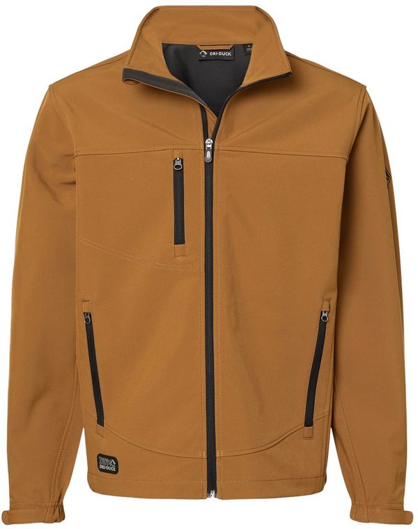 An image of a Custom Dri Duck Motion Soft Shell Jacket in Saddle!