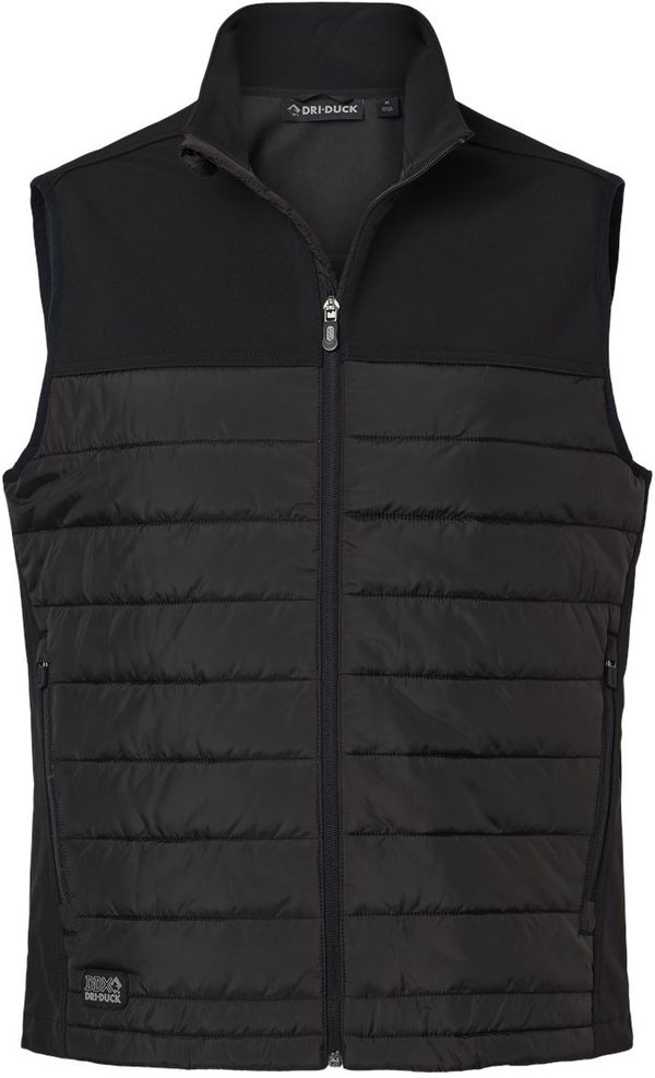 An image of a Custom Dri Duck Summit Soft Shell Puffer Vest in Black!