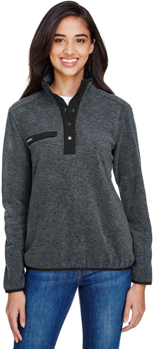 Am image of a Custom Dri Duck Womens Denali Mountain Fleece Pullover in Charcoal!