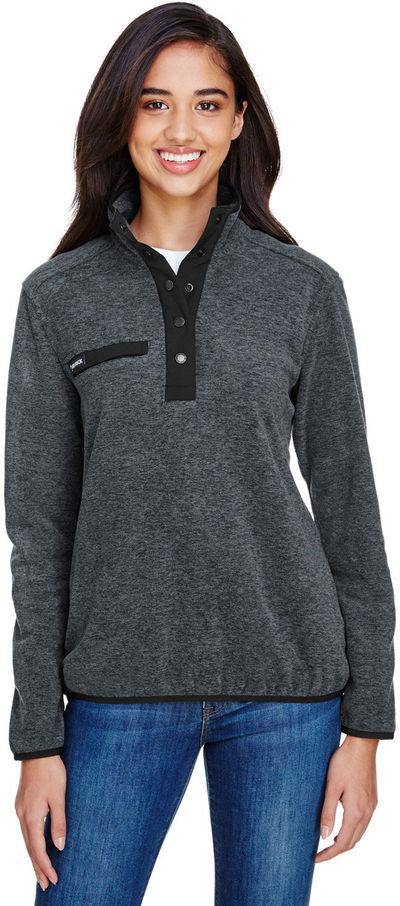 Am image of a Custom Dri Duck Womens Denali Mountain Fleece Pullover in Charcoal!