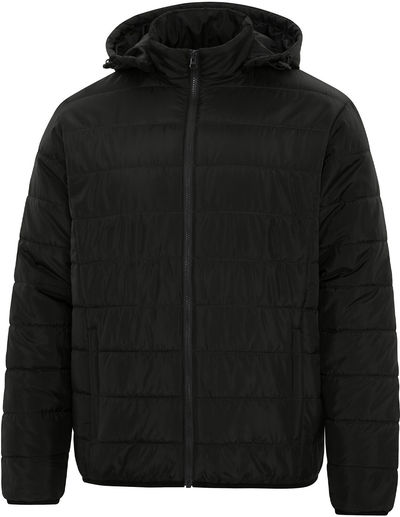 Am image of a Custom Dryframe Essential Hooded Insulated Jacket in Black!