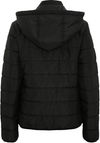 Am image of a Custom Dryframe Essential Hooded Insulated Ladies Jacket in Black!