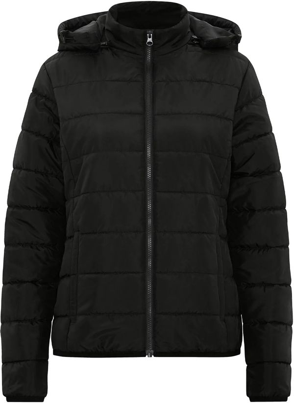An image of a Custom Dryframe Essential Hooded Insulated Ladies Jacket in Black!