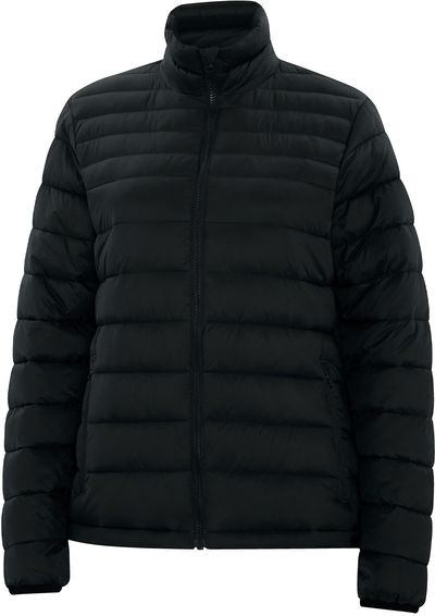 Am image of a Custom Dryframe Essential Puffy Ladies Jacket in Black!