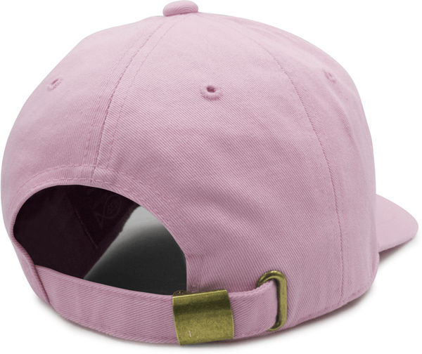 Am image of a Custom Nissi Washed Cotton Flat Bill Cap in Light Pink!