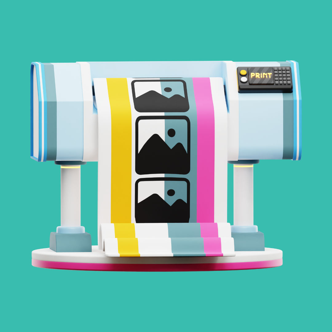 An image of a 3d graphic showing a DTF printing machine