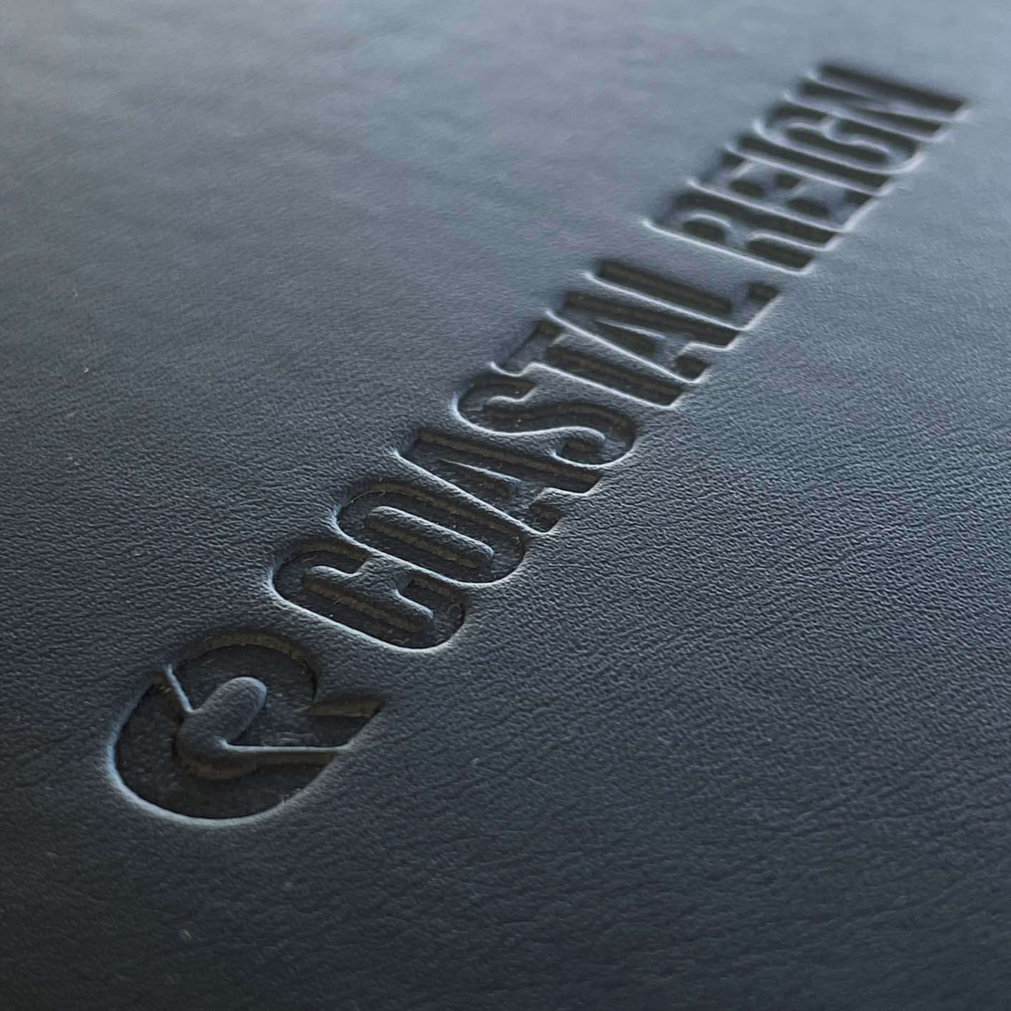 An example of deboss printed custom eco friendly journals.