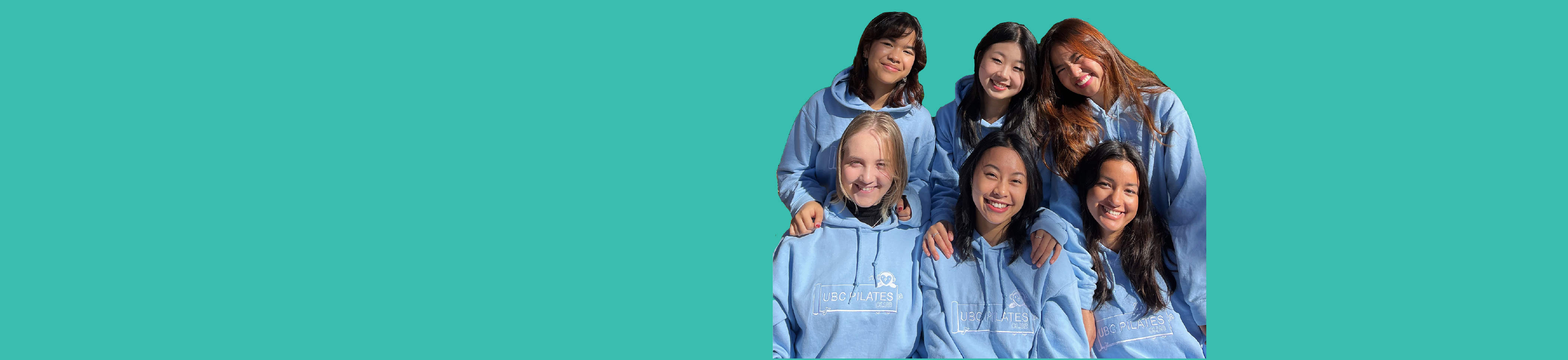 An image of the UBC Pilates club wearing custom hoodies embroidered by us!