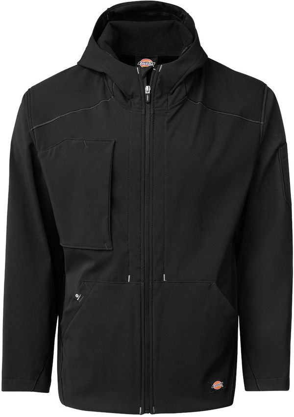 Am image of a Custom Dickies Protect Hooded Jacket in Black!