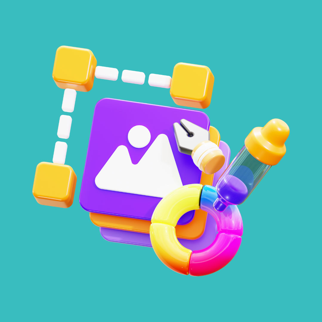 An image of 3d graphic animation showing design tools