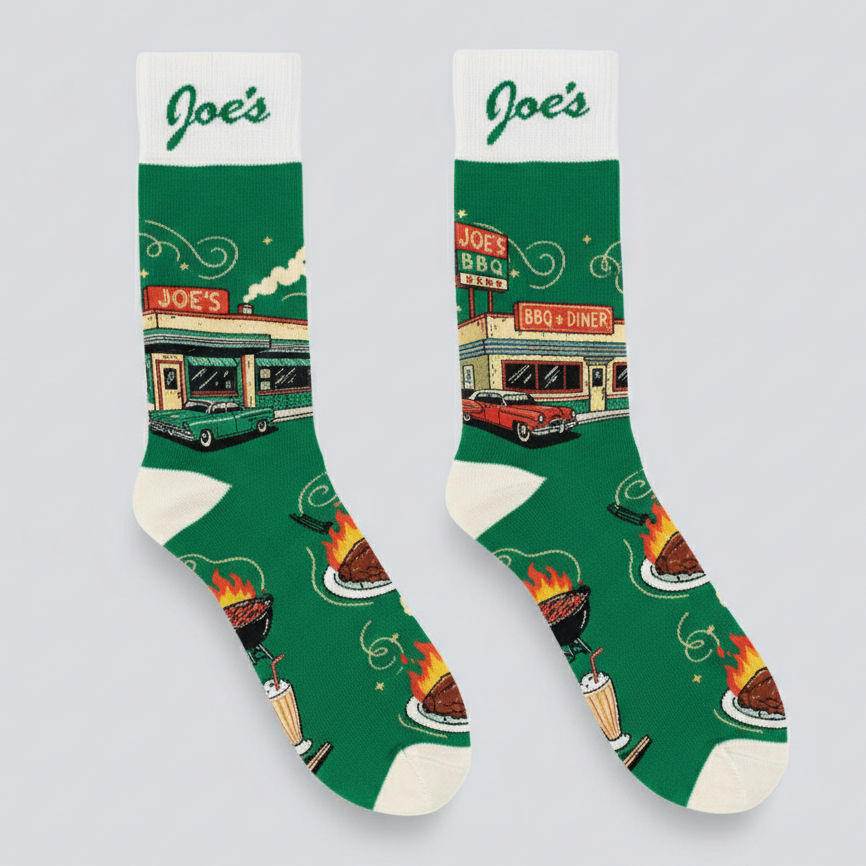 An image of custom dress socks that you can decorate your logo on!