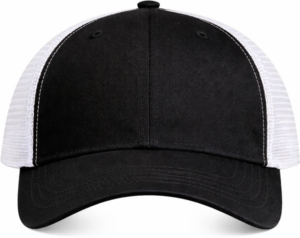 An image of a Custom Econscious Eco Trucker Organic Recycled Hat in Black/White!