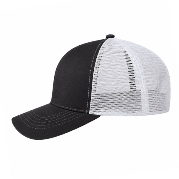 An image of a Custom Econscious Eco Trucker Organic Recycled Hat in Black/White!