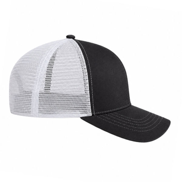 An image of a Custom Econscious Eco Trucker Organic Recycled Hat in Black/White!