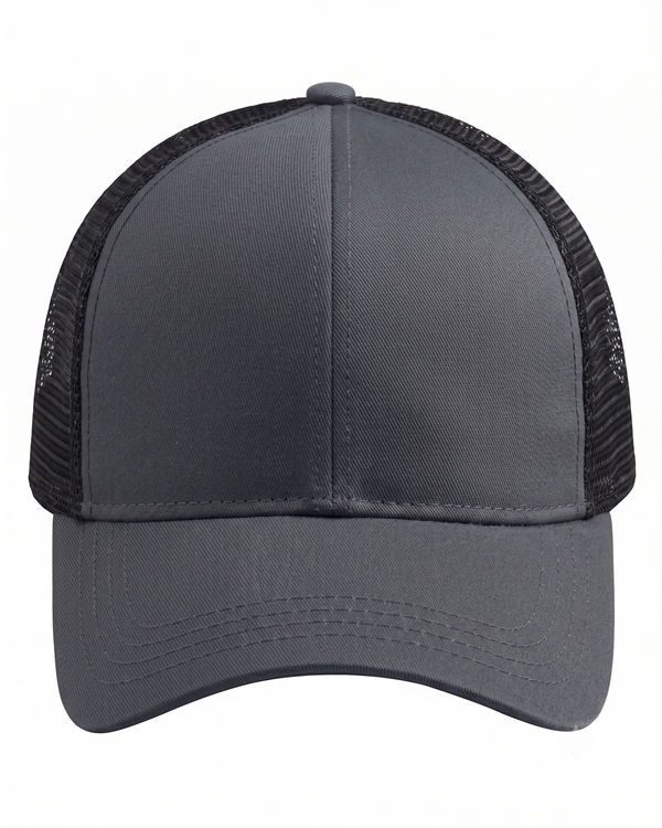 An image of a Custom Econscious Eco Trucker Organic Recycled Hat in Charcoal/Black!