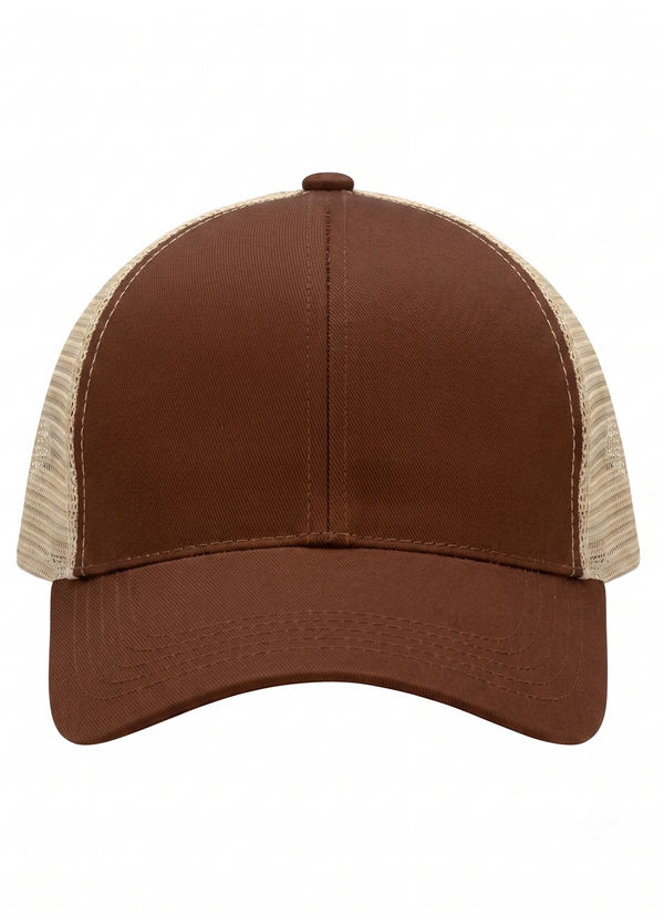 An image of a Custom Econscious Eco Trucker Organic Recycled Hat in Earth/Oyster!