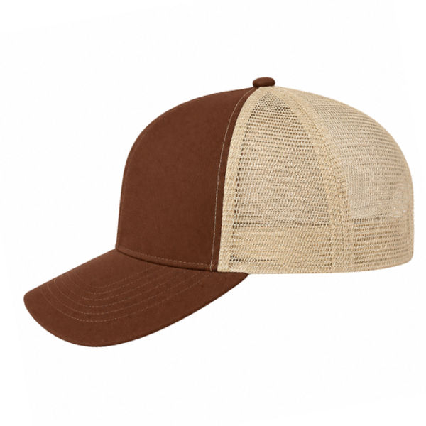 An image of a Custom Econscious Eco Trucker Organic Recycled Hat in Earth/Oyster!