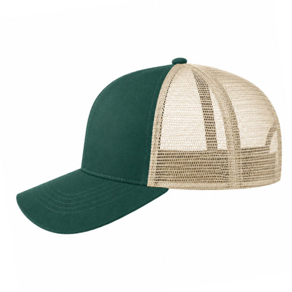 An image of a Custom Econscious Eco Trucker Organic Recycled Hat in Emerald Forest/Oyster!