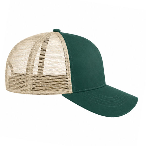 An image of a Custom Econscious Eco Trucker Organic Recycled Hat in Emerald Forest/Oyster!