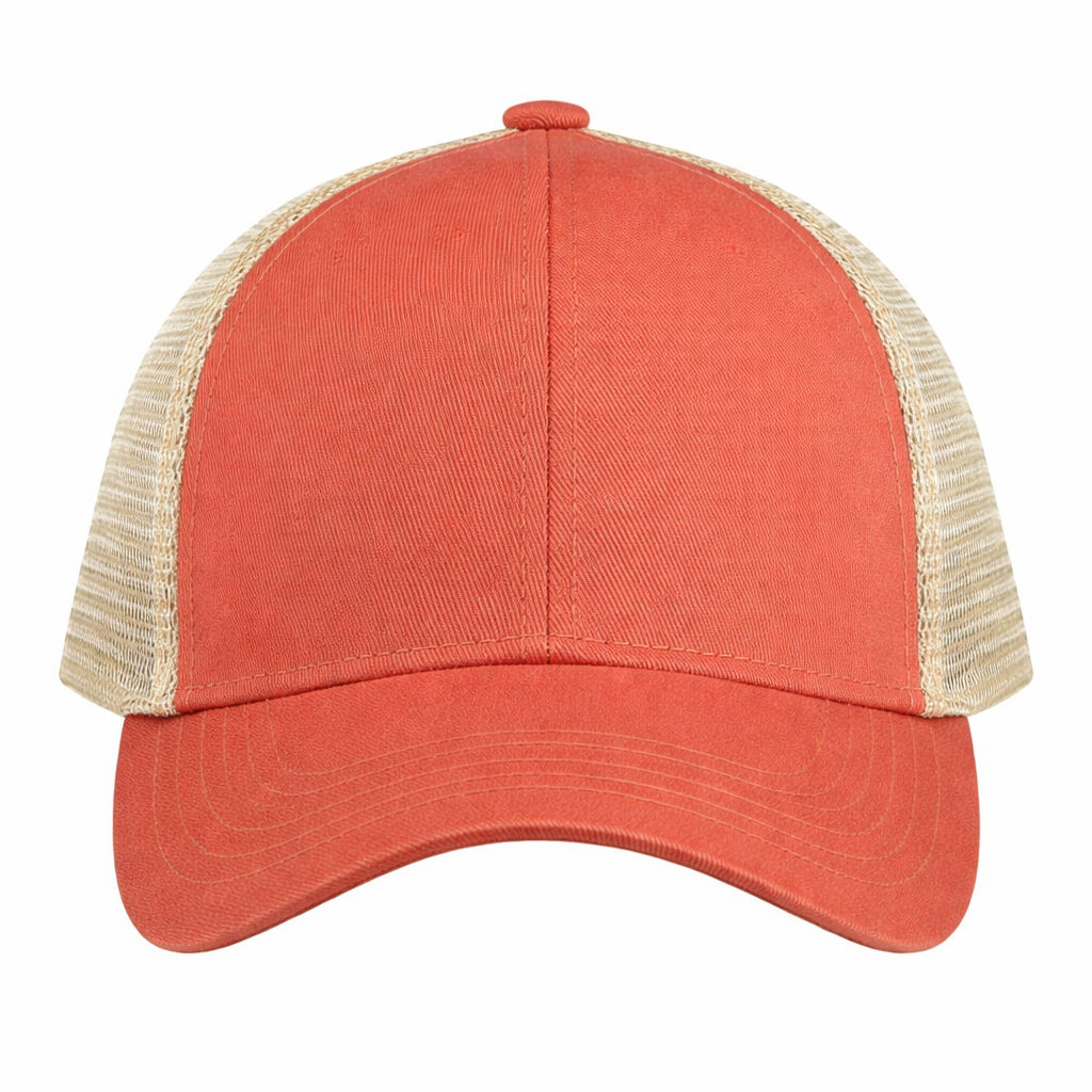 Econscious Eco Trucker Organic Recycled Hat in Orange Poppy/Oyster