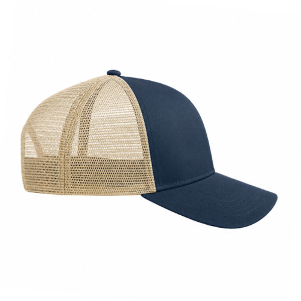 An image of a Custom Econscious Eco Trucker Organic Recycled Hat in Pacific/Oyster!