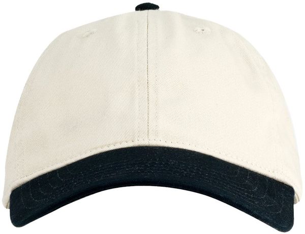 An image of a Custom Econscious Organic Cotton Twill Unstructured Baseball Hat in Oyster/Black!