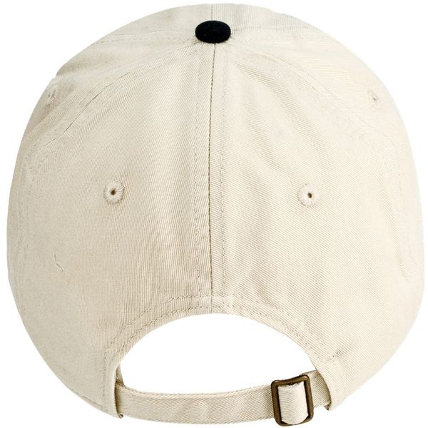 An image of a Custom Econscious Organic Cotton Twill Unstructured Baseball Hat in Oyster/Black!