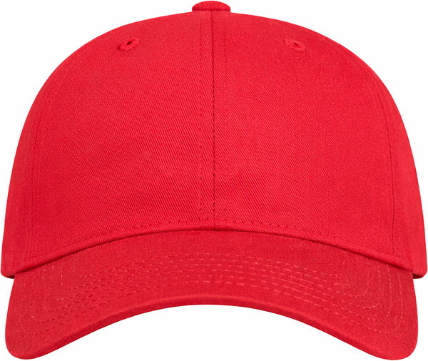 An image of a Custom Econscious Organic Cotton Twill Unstructured Baseball Hat in Red!