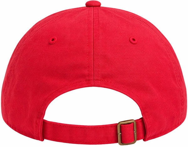 An image of a Custom Econscious Organic Cotton Twill Unstructured Baseball Hat in Red!
