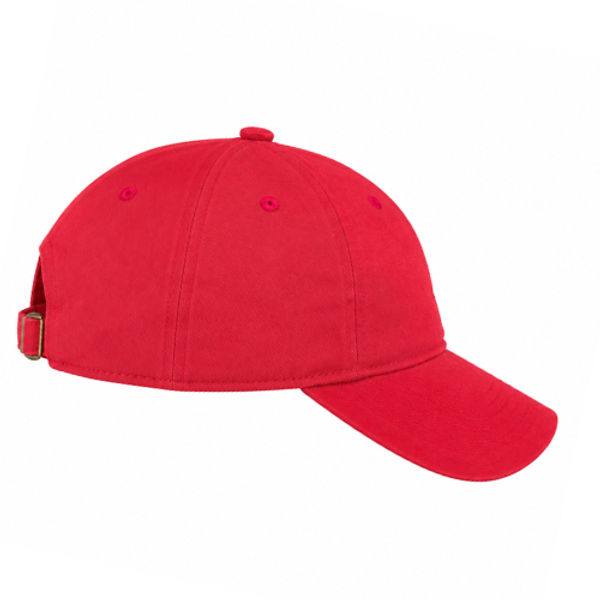 An image of a Custom Econscious Organic Cotton Twill Unstructured Baseball Hat in Red!