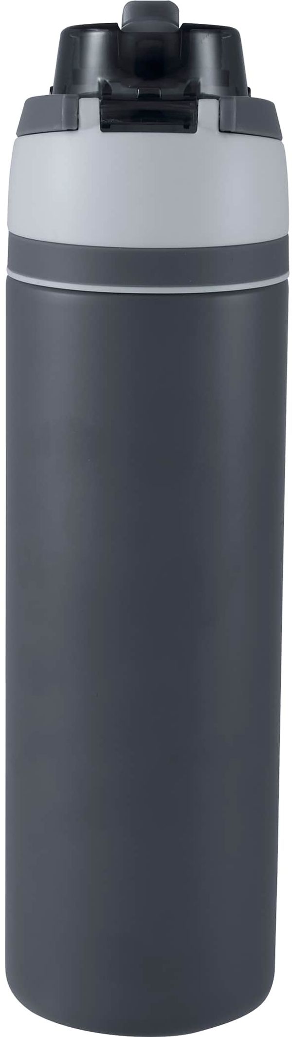 Am image of a Custom Elvin 28oz Recycled Stainless Flip Straw Bottle in Grey!