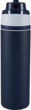 Am image of a Custom Elvin 28oz Recycled Stainless Flip Straw Bottle in Navy!