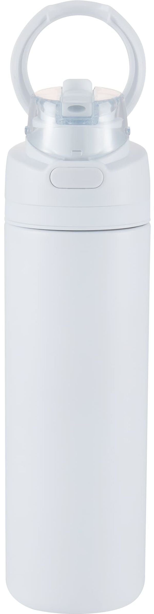 Am image of a Custom Elvin 28oz Recycled Stainless Flip Straw Bottle in White!
