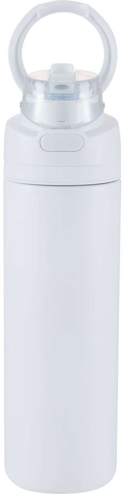Am image of a Custom Elvin 28oz Recycled Stainless Flip Straw Bottle in White!