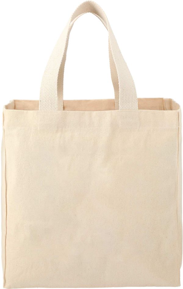 Am image of a Custom Essential 8oz Cotton Grocery Tote in Natural!