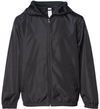 Am image of a Custom Independent Trading Co Youth Lightweight Windbreaker Jacket in Black!