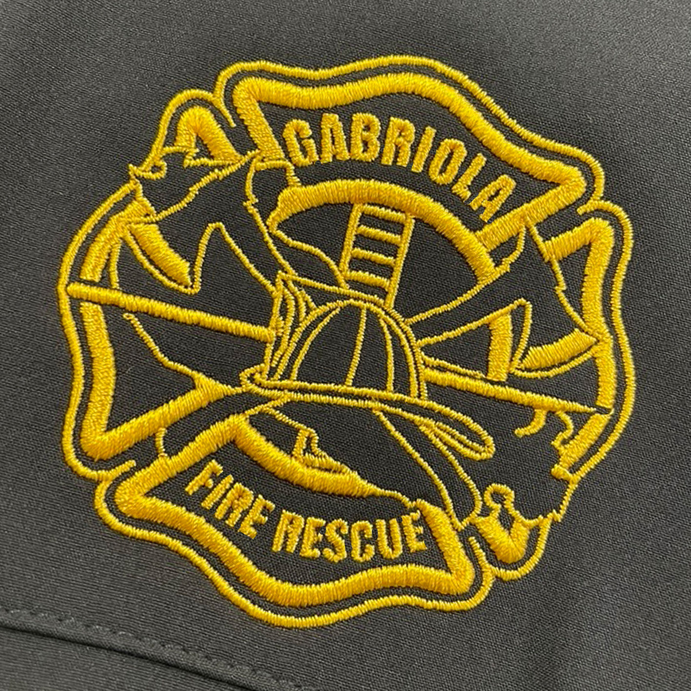 A close up image of a custom embroidery we did for a Fire Department