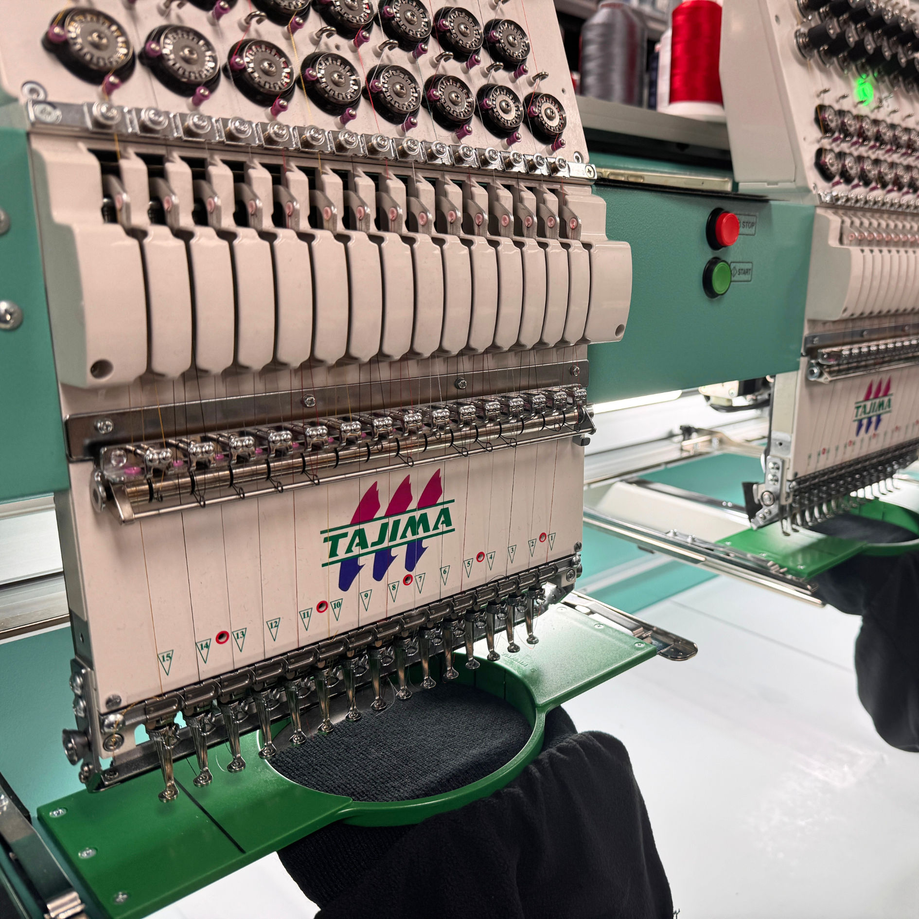 Our embroidery machines ready to start embroidering